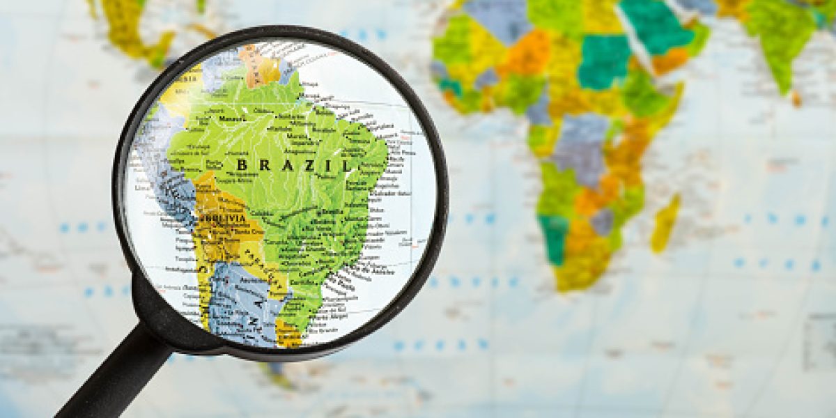 map of Federative Republic of Brazil through magnifying glass